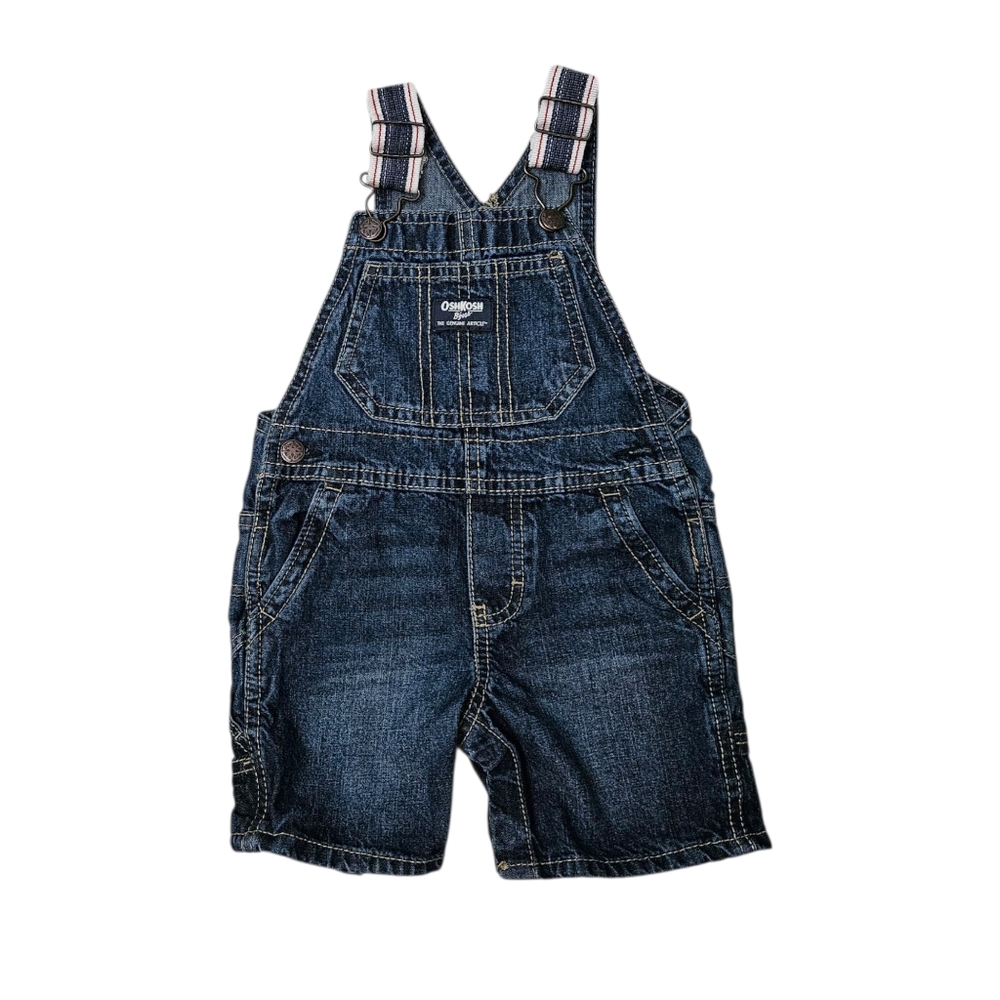 OshKosh B'gosh Denim Vestbak Shortalls Toddler Size 18Mo Leg Snaps
